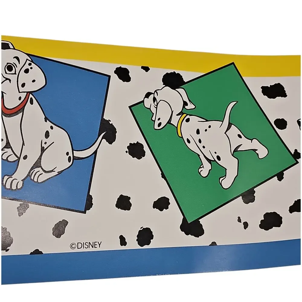 Vintage Disney 101 Dalmatians Border Wallpaper 90s Yellow Blue Red